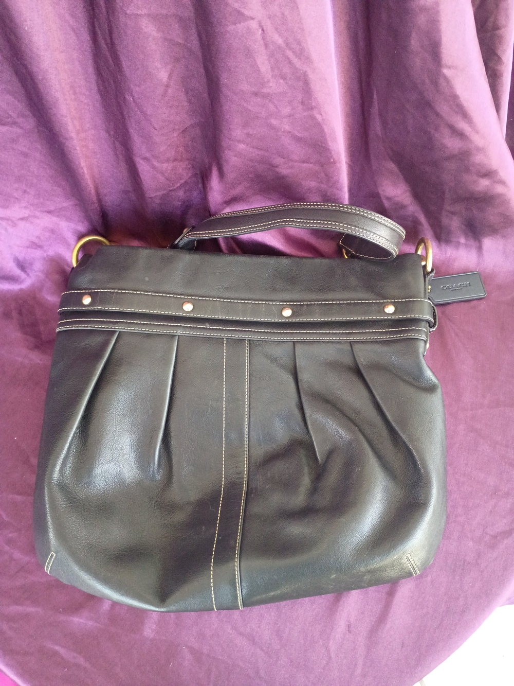 Coach Black Leather Hamptons Bag - Picture 3 of 7